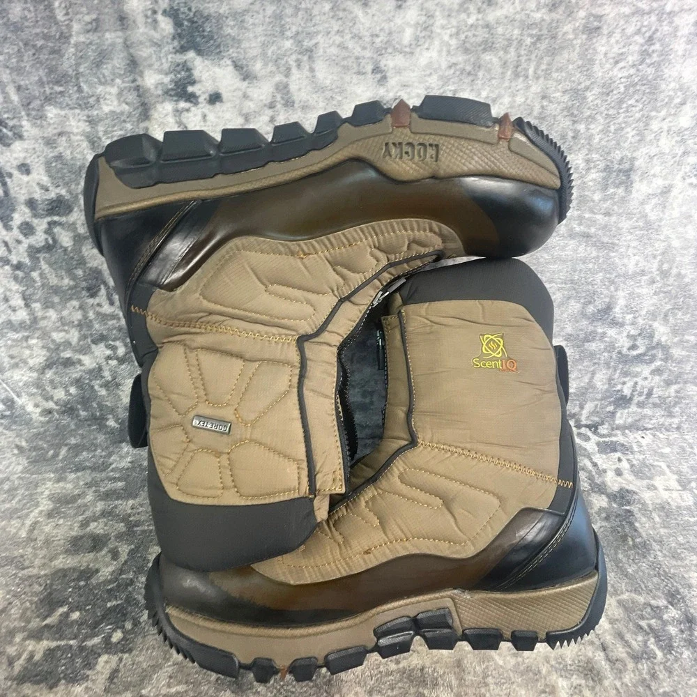 Rocky Mens 11 M Athletic Mobility L3 Hunting Boots Quilted Gore-Tex Tan Brown